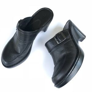 Born Black Leather Clogs Mules Slip On Size 7M